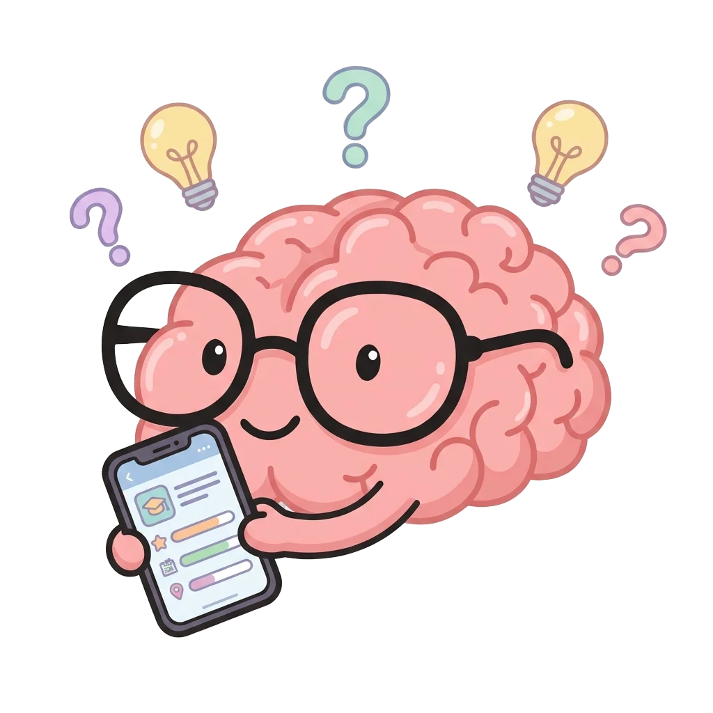 Binge Study Brain Mascot with Phone